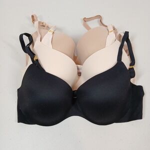 Bundle Victoria's Secret Bras Women 32D Black Nude T Shirt Push Up Bras